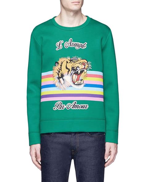 green gucci tiger sweatshirt|gucci tiger long sleeve shirt.